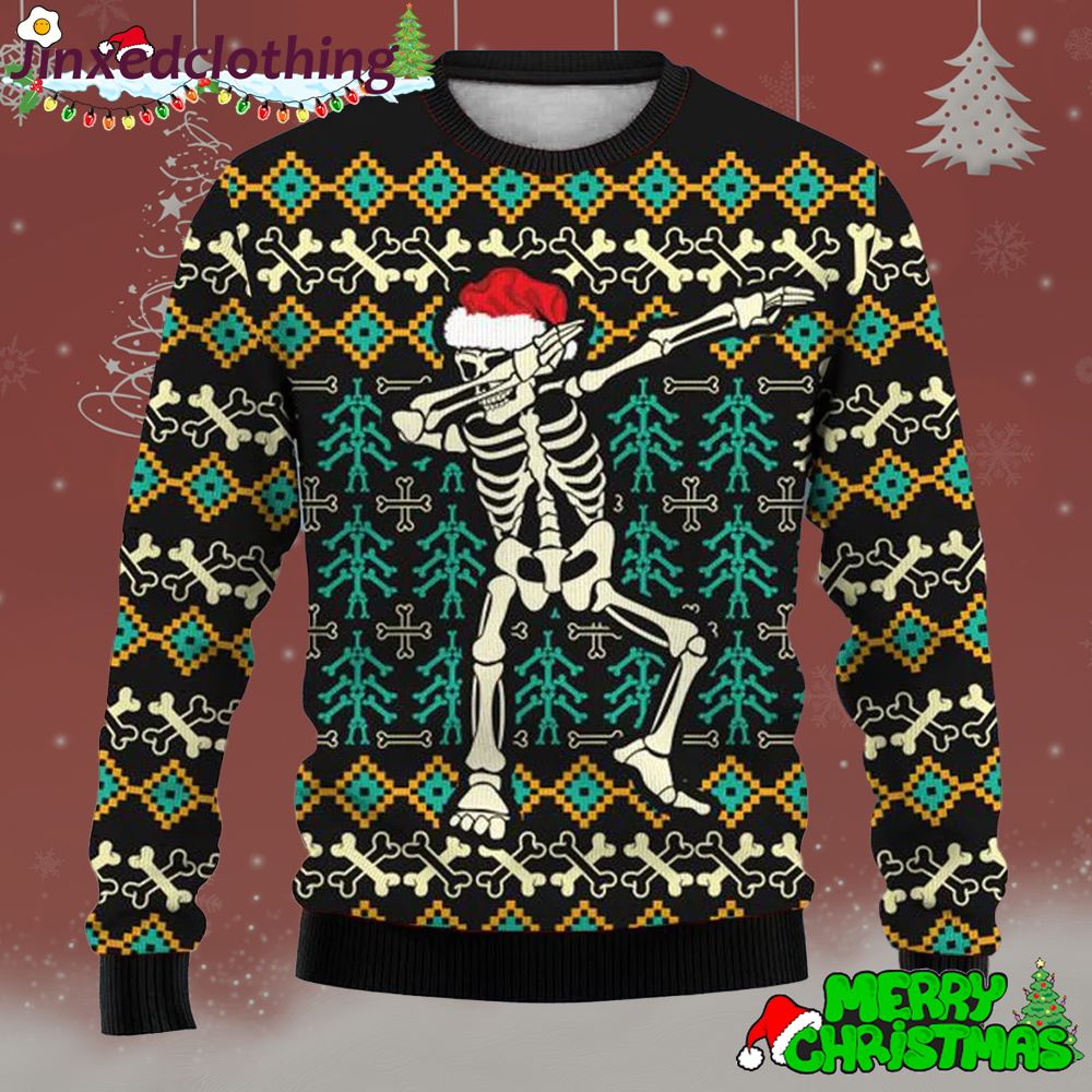 Christmas Fun Skull Print Crew Neck Sweatshirt Christmas Party 